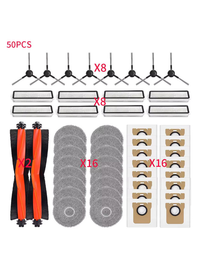 Xiaomi Ersatzteil-Set für Roboterstaubsauger X20 PRO, D102GL, X20 MAX, D109GL, Mijia M30 und D102 in Multicolour mit Staubbeuteln, Filtern, Hauptbürsten, Seitenbürsten und Wischtüchern - Bild 2