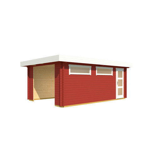 Blockgarage Lasita Maja Canberra aus Holz in Rot, Außenmaß B: 422,7 cm x T: 600 cm - Bild 2