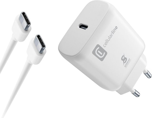 Cellularline USB-C Charger Kit 25W in Weiß mit 1m Kabel - Bild 1