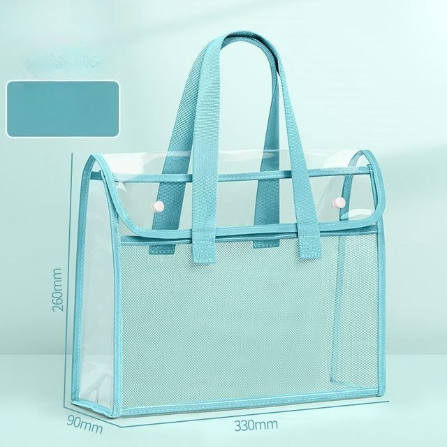 Wasserdichte A4 PVC Studententasche als Handheld Datei-Organizer für Prüfungen und Bücher in Transparent oder Blau - Bild 1