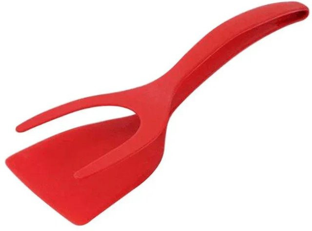 2-in-1 Nylon-Klappzange und Eierspatel in Rot für die Küche - Bild 1