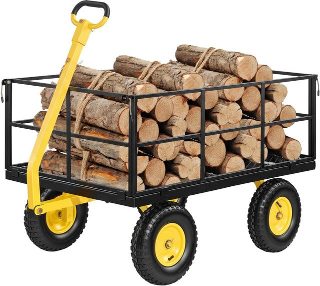 Buying Solutions MB Stahl Gartenwagen 2 in 1 Outdoor Metall Nutzfahrzeug mit Geländereifen in Gelb-Schwarz - Bild 1
