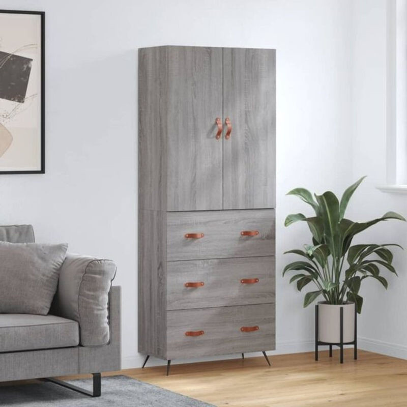 Vidaxl Highboard Modern in Grau aus Holzwerkstoff und Metall, B/T/H: 69,5 x 34 x 180 cm - Bild 1