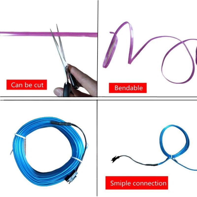 Flexibler LED Neon Flex USB Auto-Innenbeleuchtung RGB Dekoration in Blau - Bild 2