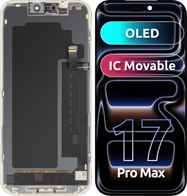 MP Touchscreen-Display mit Rahmen für Apple iPhone 17 Pro Max, OLED FHD IC Movable Version, Schwarz - Bild 1