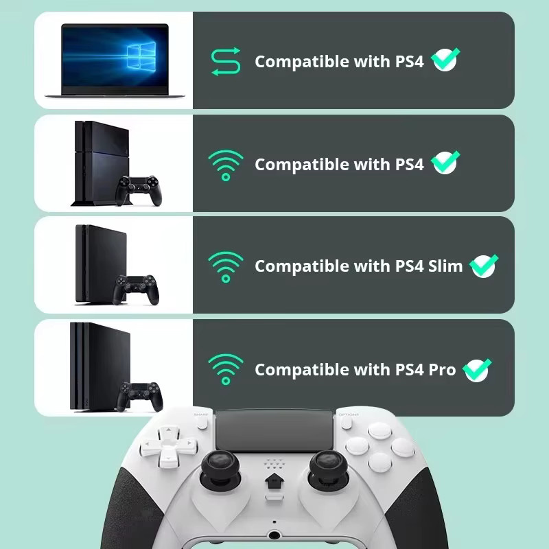 DATA FROG Kabelloser Gamecontroller für PS4, PS4 Pro und PS4 Slim sowie PC, Dual-Vibration Gamepad-Joystick in Weiß - Bild 6
