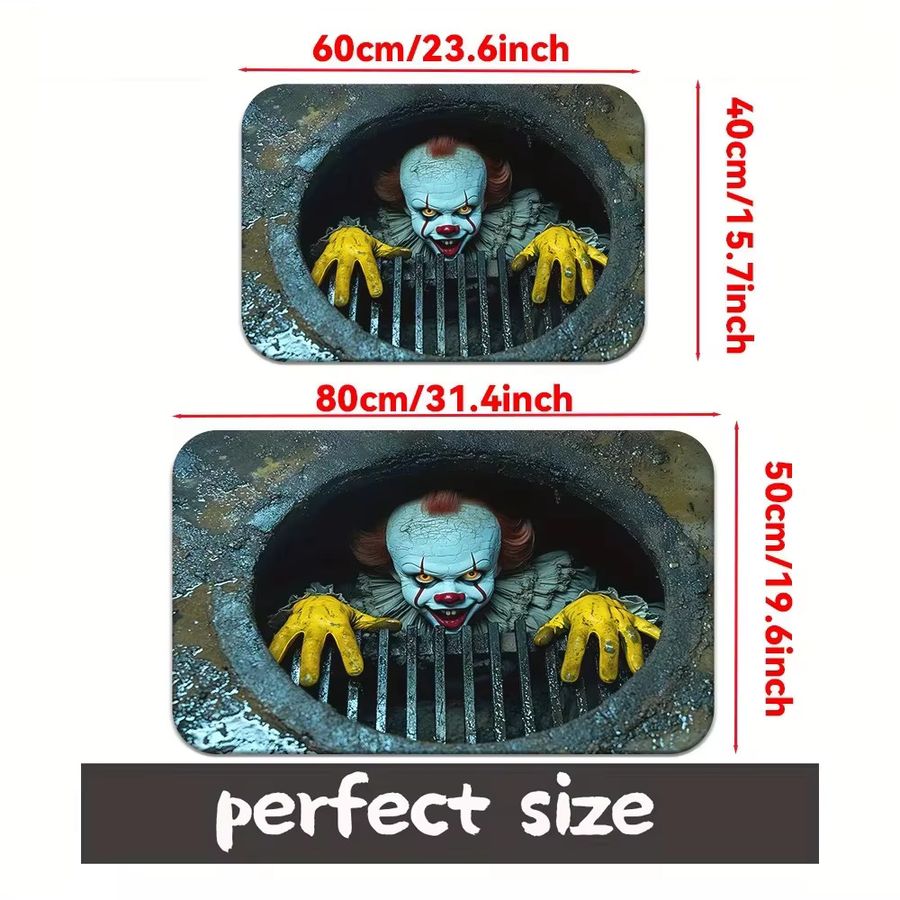 Vikamama Clown Halloween Bodenmatte aus wasserabweisendem Kristall-Samt für Eingang und Badezimmer - Bild 4