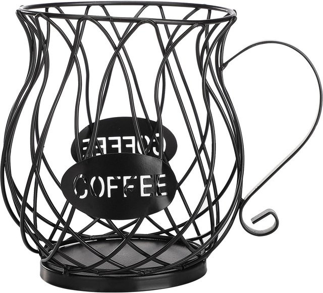 Wosawe Kaffeepadhalter aus Edelstahl in Schwarz im Vintage-Design für die Küchenarbeitsplatte - Bild 1