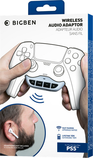 Bigben PS5 Audio-Adapter für DualSense Controller in Weiß mit USB-C, USB-A und 3,5 mm Klinke - Bild 1
