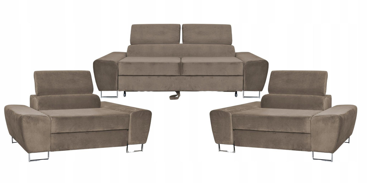 Wohnzimmersofa-Set Bosso von Family Meble mit 2-Sitzer-Sofa und Sessel in Braun mit Schlaffunktion, Breite: 198 cm, Tiefe: 70 cm, Höhe: 100 cm - Bild 2