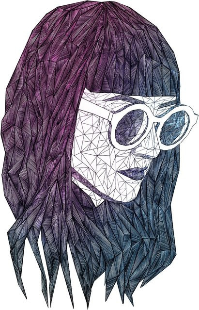 Komar Wandbild Grid Violett aus Qualitätsvlies, Breite: 50 cm, Höhe: 70 cm - Bild 1