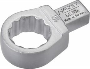 Hazet Einsteck-Ringschlüssel 6630C-19 mit 9 x 12 mm Einsteck-Vierkant und Außen-Doppel-Sechskant-Tractionsprofil in Silber - Bild 1