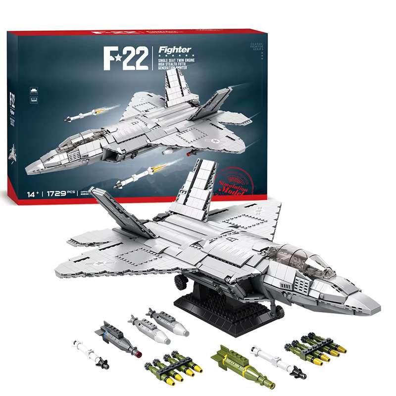 AMAZINGBLOKS F-22 Stealth Kämpfer Bausteine Set, Graues Air Force Kampfflugzeug Modell aus 1729 Teilen, DIY Spielzeug für Kinder und Desktop Dekoration - Bild 6