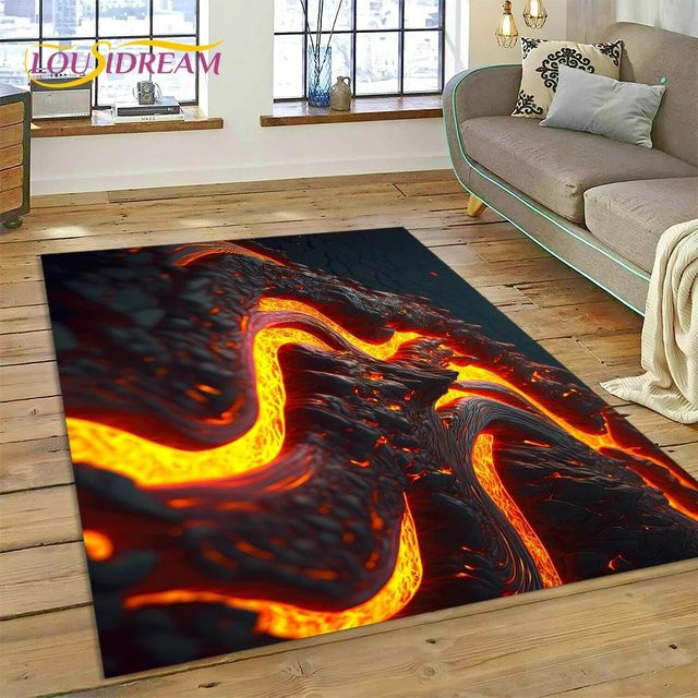 Karpetti Vulkan 3D Lava Magma Teppich, Schwarz, B/T: 70 x 100 cm - Bild 1