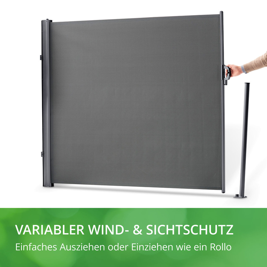 Leco ausziehbare Seitenmarke in Anthrazit aus Aluminium, Stahl und Polyester, Höhe: 180 cm, Länge: 300 cm - Bild 3