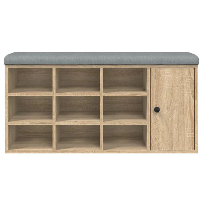 vidaXL Schuhbank aus Holzwerkstoff in Sonoma-Eiche, B/T/H: 102 x 32 x 50 cm - Bild 4