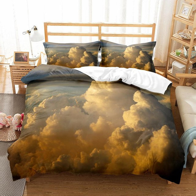Bettwäscheset Weiße Wolke von Binchi Outdoor Product mit Kissenbezug, Farbe Weiß und Blau, Material Mikrofaser, B/H: 210 x 210 cm - Bild 1