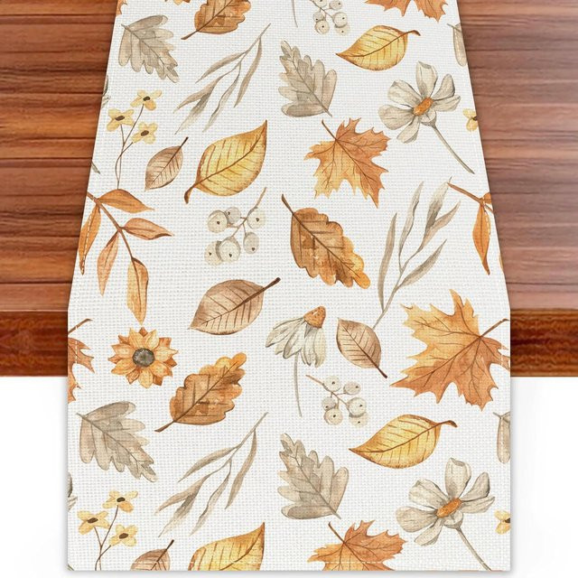 ILVISEST Tischläufer mit Ahornblatt-Herbstdesign, mehrfarbig, B/H: 120 x 33 cm - Bild 1