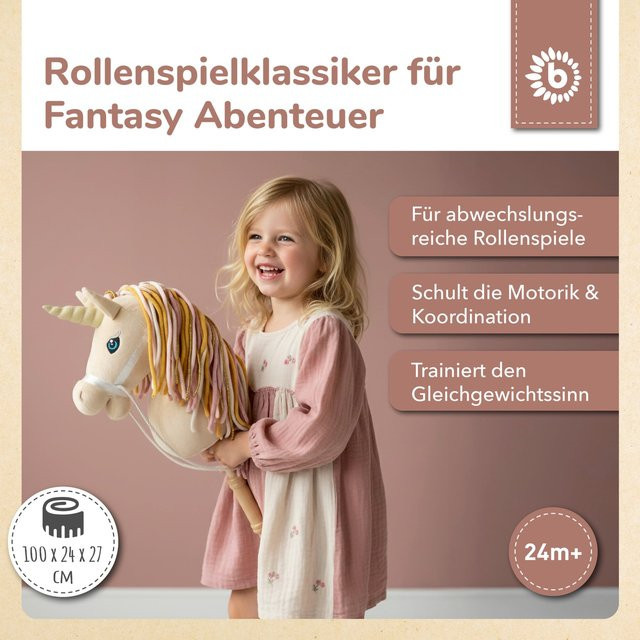 Bieco Steckenpferd Einhorn Aurora, aus Holz, ab 2 Jahren - Bild 1