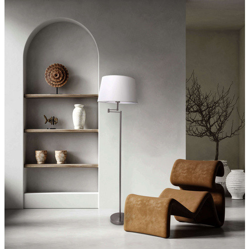 Näve Stehleuchte Bologna in Beige mit silbernem Gestell, Höhe: 158 cm, Breite: 40 cm, Tiefe: 40 cm - Bild 2