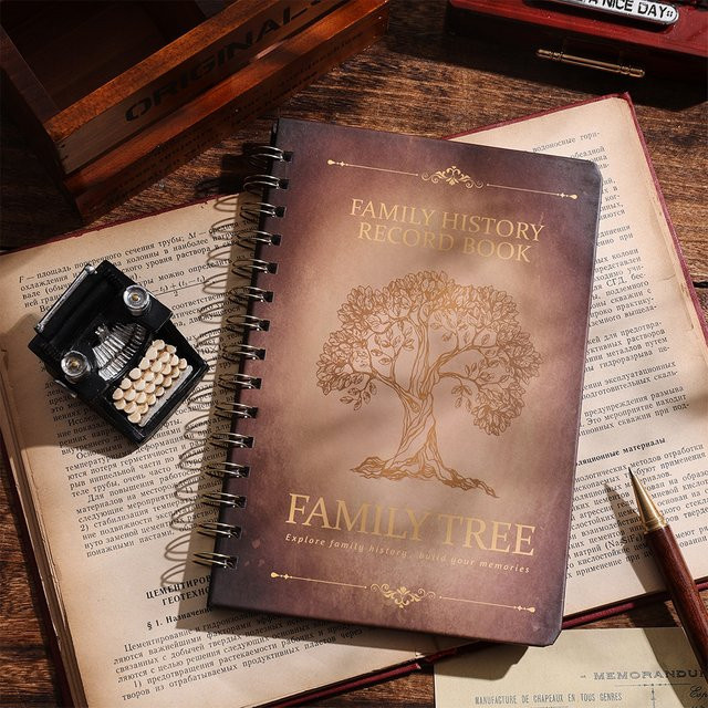 Family History Tree Record Book: Dein Leitfaden zur Erstellung deiner Genealogie und zur Nachzeichnung deiner Familienherkunft, braun, 48 Blatt - Bild 1