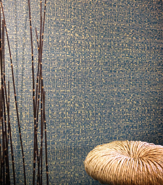 Jannelli & Volpi Tapete Chashitsu 6348 in Türkis, Beige und Blau mit abstraktem orientalischem Textildesign - Bild 1