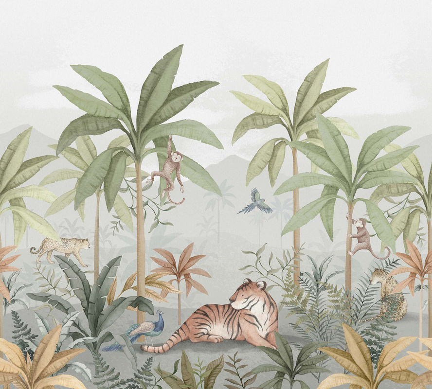 BoråsTapeter Mural Tapete Wild Jungle in Grün und Beige mit floralem Design - Bild 4