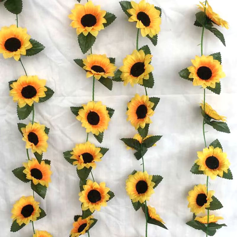 Künstliche Sonnenblumen-Dekoration in Gelb mit Orchideenbaum und Reben aus Textil, Höhe: 230 cm - Bild 3
