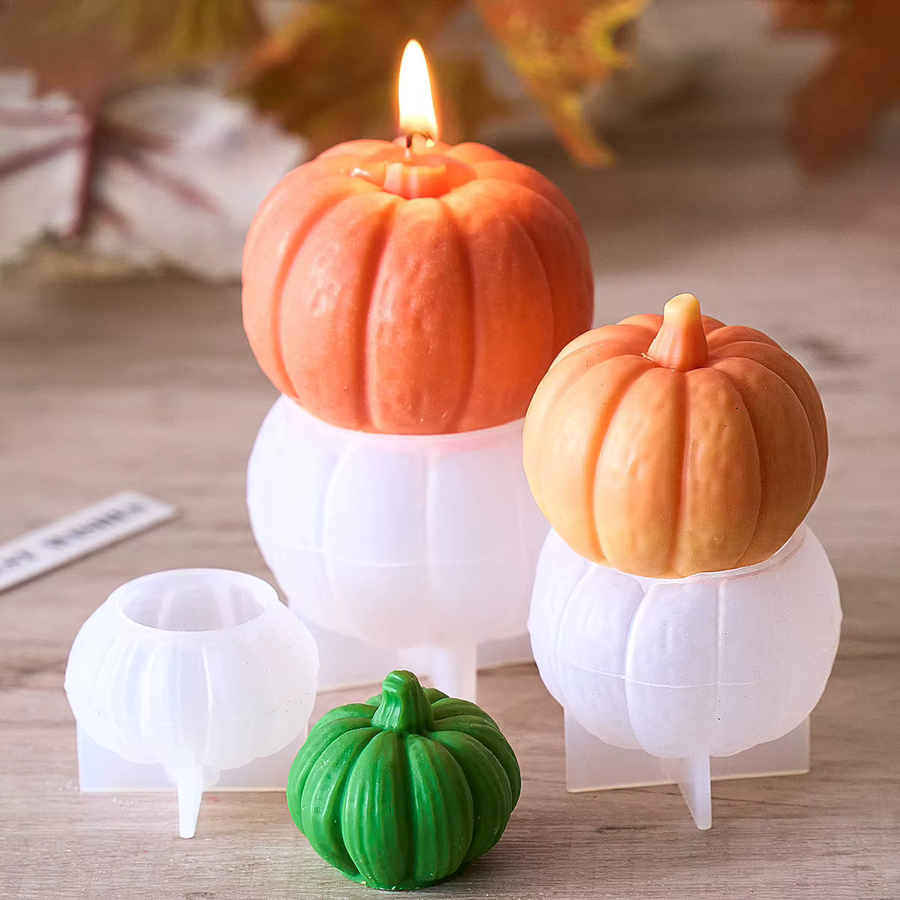 UDOCOOL Silikonform für Halloween Kürbis Ornamente in Orange zur DIY Gestaltung von Kerzen, Seife, Gips und Harz - Bild 4