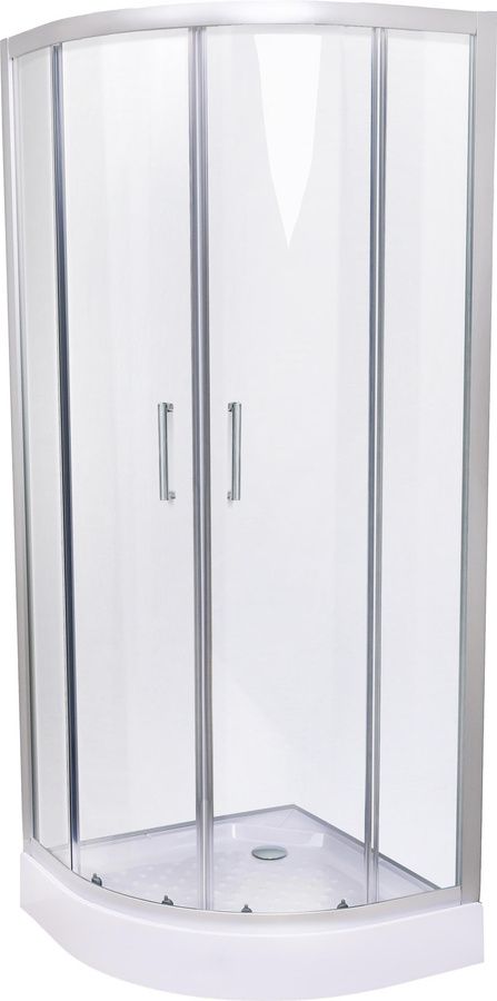 Belvit Eckdusche BV-DK2-9090 Duschkabine Viertelkreis mit Schiebetür und Duschwanne B/T/H: 90 x 90 x 200 cm - Bild 1