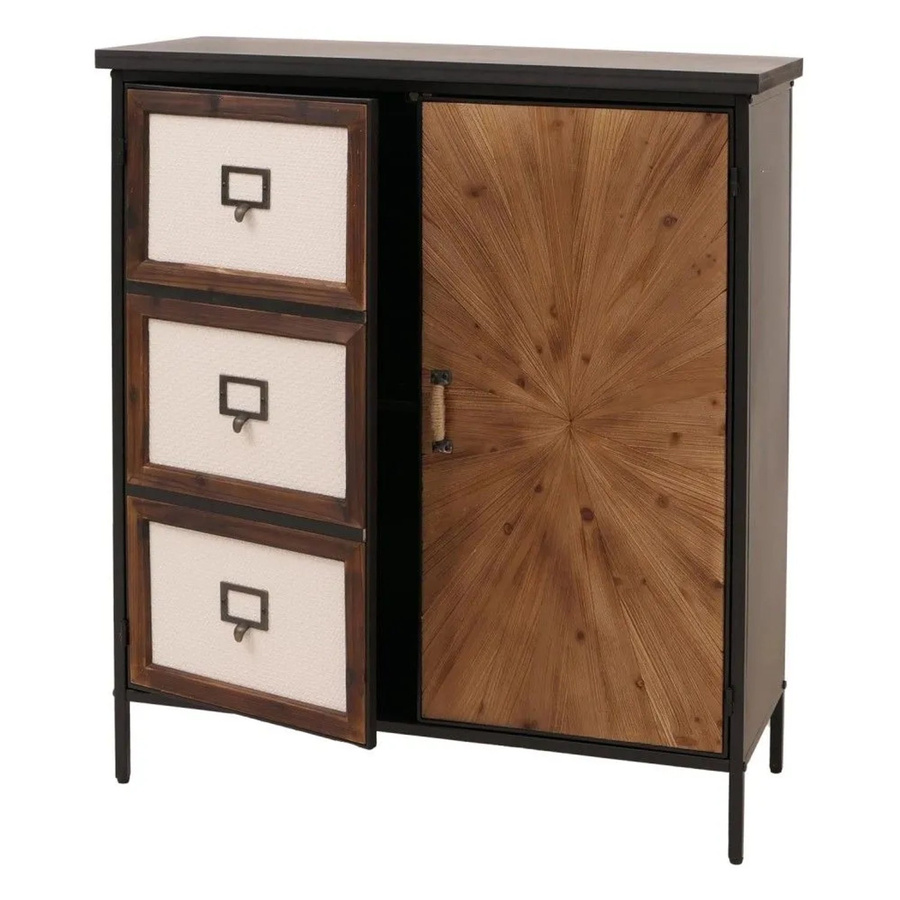Apothekerkommode MCW O79 im Vintage Shabby-Look, Highboard mit Staufächern, beige/braun, H x B x T: 94 x 80 x 35 cm - Bild 2