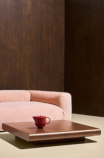 Jeju Couchtisch Pastill in Walnuss Braun, quadratisch, B/T/H: 100 x 100 x 16 cm - Bild 1