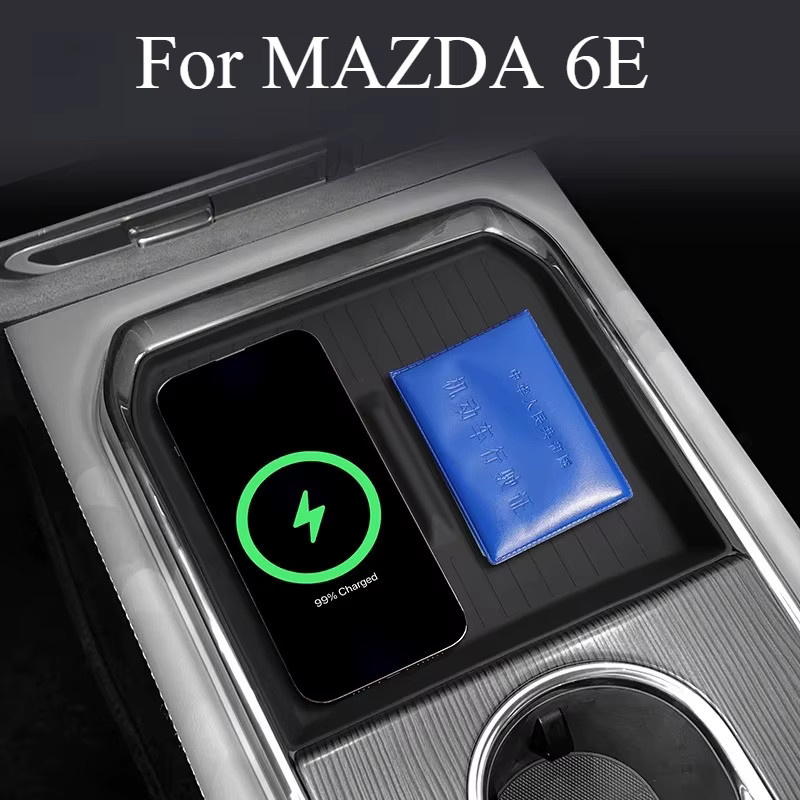 SHUN SOON Armlehnen-Ablagebox für Mazda 6E mit Bluetooth-Funktion und kabellosem Ladepad in Schwarz - Bild 2