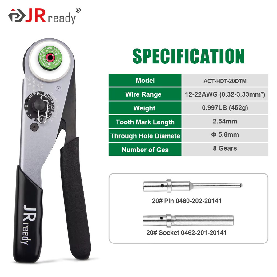 JRready ST6360 Deutsch DTM Crimpwerkzeug-Set mit 2, 3, 4, 6, 8 und 12-poligen Steckverbindern und festen Kontakten - Bild 3