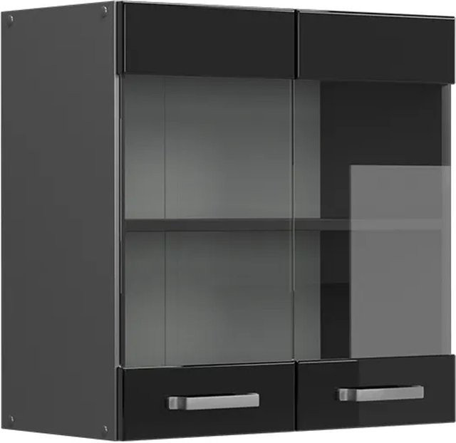 Vicco R-Line Glashängeschrank Küchenschrank mit 2 Glastüren in Anthrazit und Schwarz, B: 60 cm, H: 31 cm, T: 31 cm - Bild 2