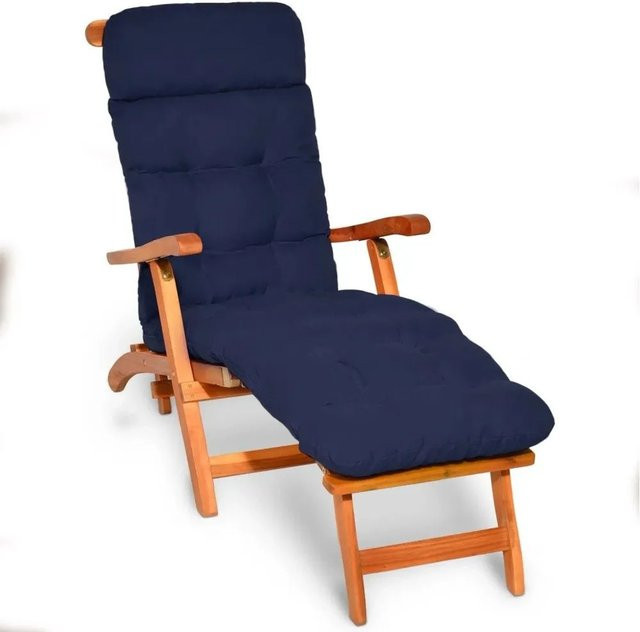 Beautissu Flair DC Deckchairauflage Dunkelblau B: 200 cm, T: 50 cm, H: 8 cm - Bild 1