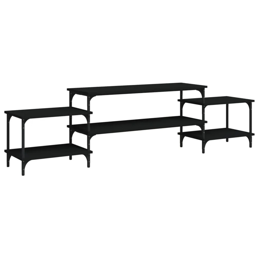 vidaXL TV-Schrank in Schwarz aus Holzwerkstoff und Stahl, B/T/H: 197 x 35 x 52 cm - Bild 2