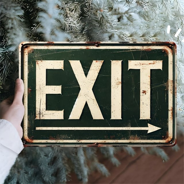 CIFBUY Vintage Exit Metallschild in verwittertem Grün, rustikale Garagendekoration für die Wand, B/H: 20,0 x 30,0 cm - Bild 1