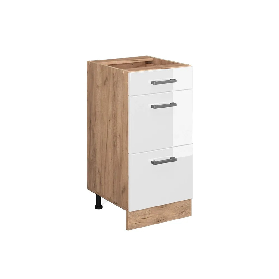 Vicco Küchenunterschrank R-Line mit Schubladen in Weiß Hochglanz und Eiche, Breite: 40 cm - Bild 3