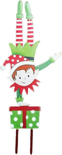 Weihnachts-Elf Gartenstecker aus Metall von TOMTOP JMS, buntes Schmiedeeisen-Ornament für deinen Garten - Bild 1