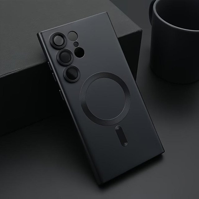 Magnetische Schutzhülle in Schwarz für Samsung Galaxy S26 S24 S23 S22 S21 Ultra Plus FE Edge - Bild 1