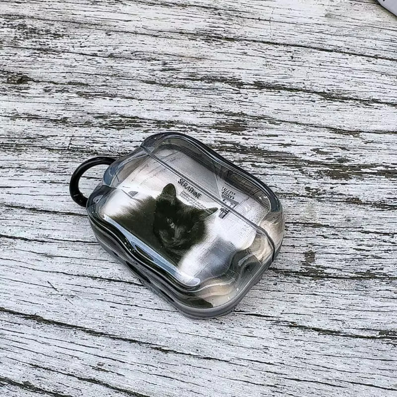 Schutzhülle mit Katzenmuster und Ring für Apple AirPods Pro, Pro 2 und Pro 3, transparent - Bild 2