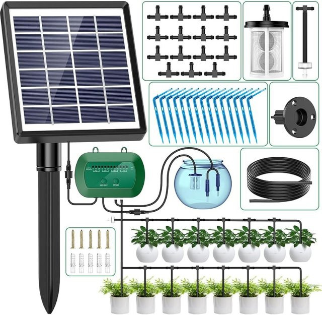 Intelligentes Solarbewässerungsset mit 1800mAh Akku und Timer für die DIY-Bewässerung von Topfpflanzen - Bild 1