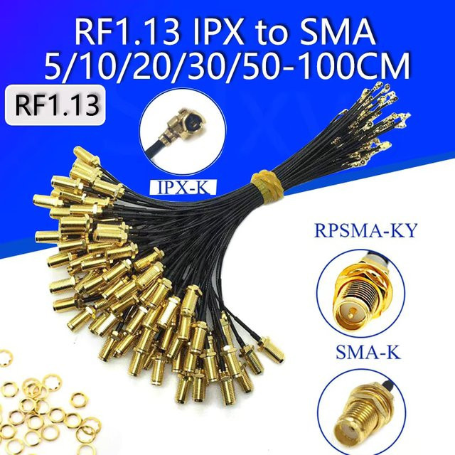 Stlxy 100 Stück SMA-Anschlusskabel Set, Buchse auf uFL/u.FL/IPX auf RP-SMA Buchse, RG1.13 Kabelbaugruppe, Farbe: Schwarz - Bild 1