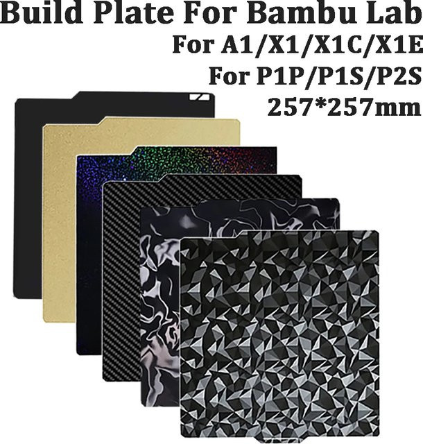 Bambu Lab PEI-Bauplatte für P1S, P1P, X1C und A1, texturiert und doppelseitig, Schwarz - Bild 1