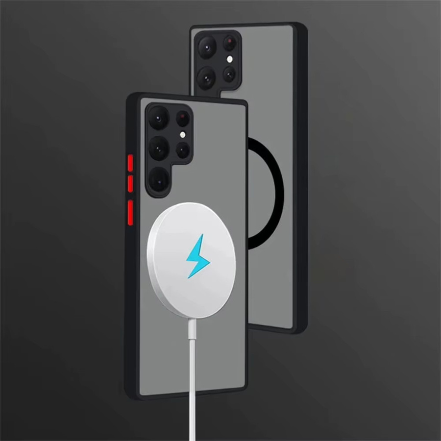 Stoßfeste magnetische Schutzhülle für Samsung Galaxy S25 S24 S23 S22 Ultra S21 Plus und Note 20 Ultra mit MagSafe Kompatibilität in Schwarz Matt - Bild 3