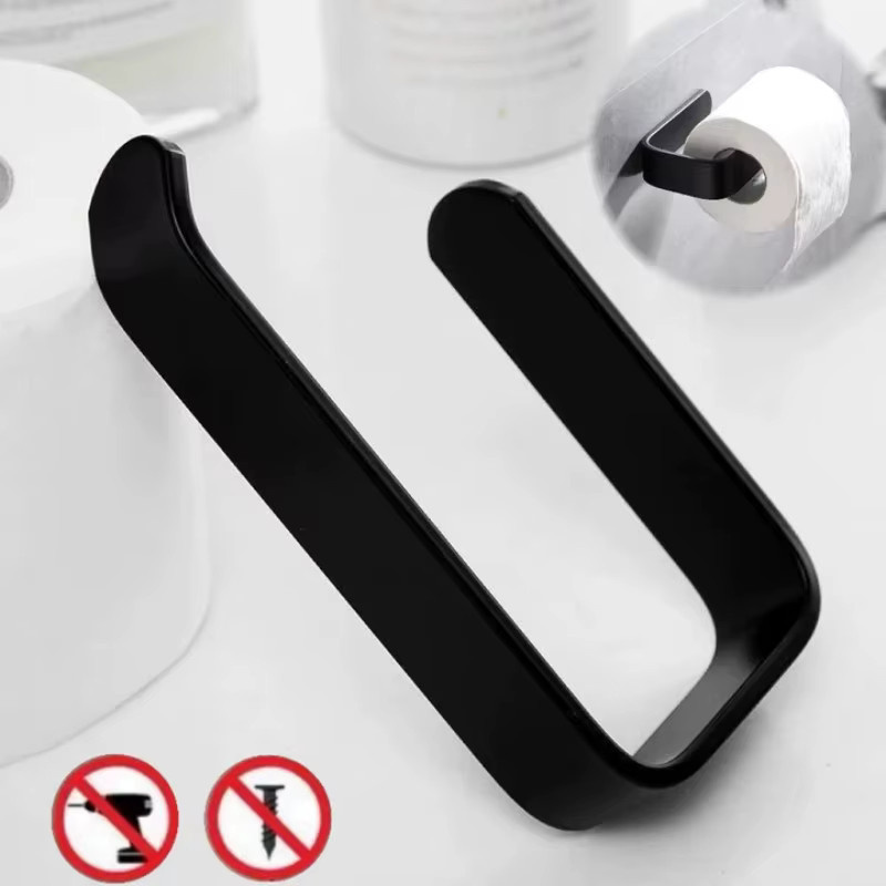 Multifunktionaler Papierhandtuchhalter zur Wandmontage ohne Bohren mit selbstklebender Befestigung für Badezimmer und Haushalt in Schwarz oder Weiß - Bild 2