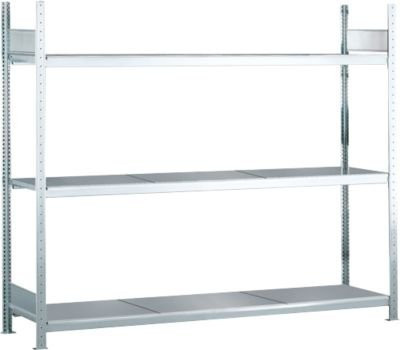 Schulte Lagertechnik Weitspannregal Grundregal WS2000 aus Stahl in Silber, H x B x T: 200 x 250 x 50 cm, 3 Ebenen - Bild 1