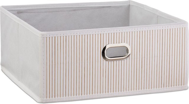 Relaxdays Aufbewahrungskorb aus Bambus, Weiß, faltbar, B/T/H: 31 x 31 x 14 cm - Bild 1