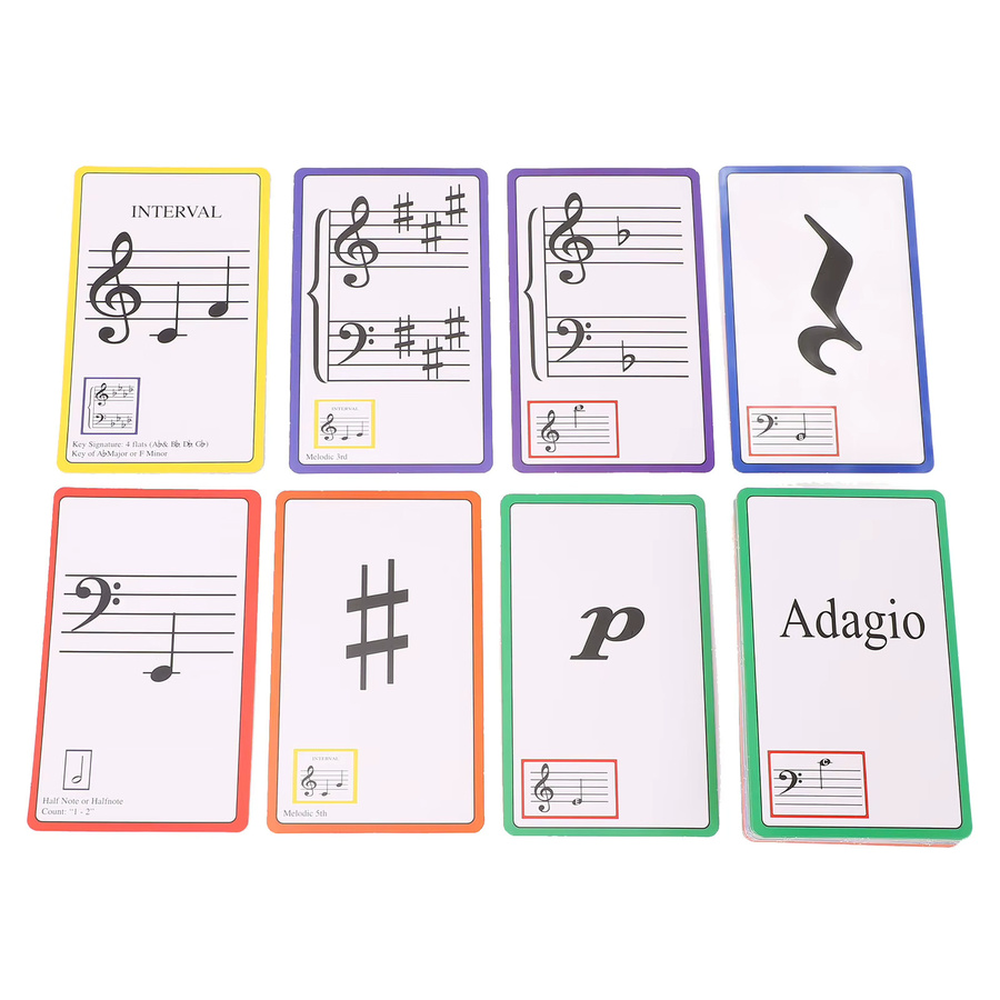Farbcodierte Musik-Flash-Karten aus Papier, doppelseitige Lernkarten für Klaviernoten in Mehrfarbig - Bild 2